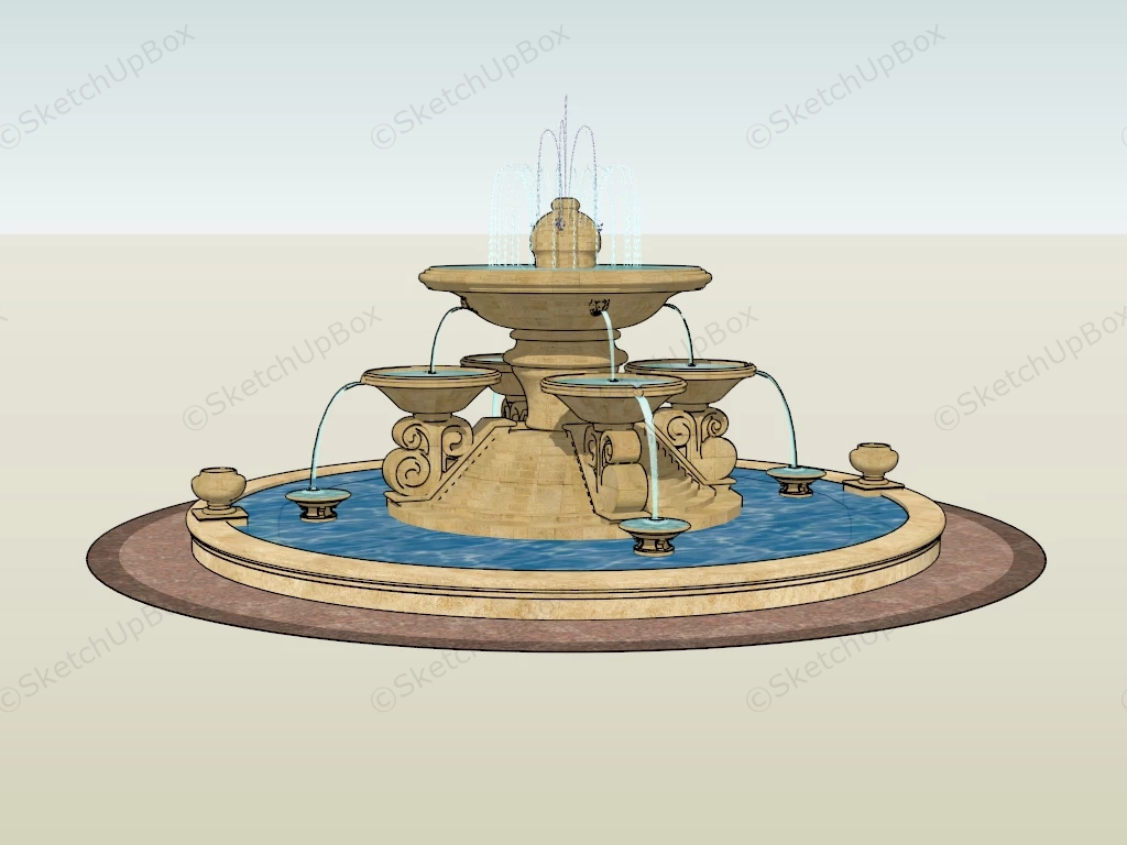 Public Park Water Fountain sketchup model preview - SketchupBox