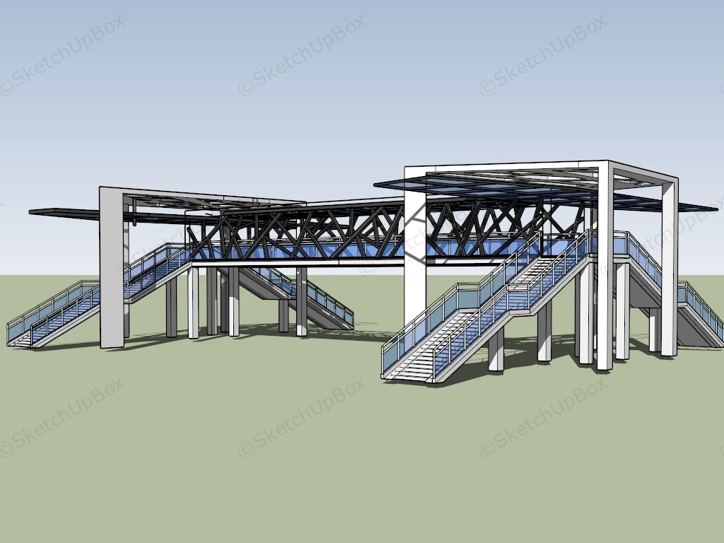 Overhead Pedestrian Bridge sketchup model preview - SketchupBox