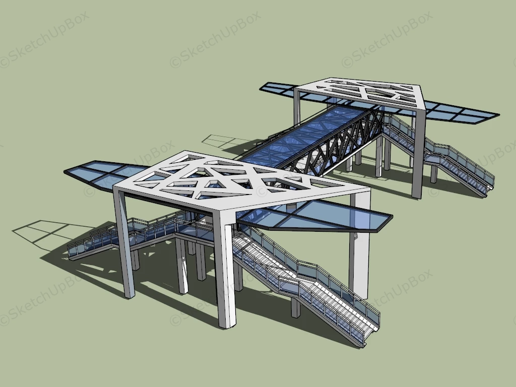 Overhead Pedestrian Bridge sketchup model preview - SketchupBox