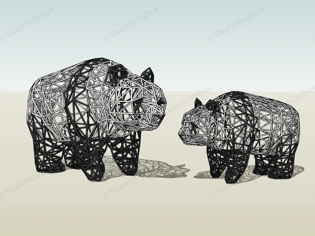 Panda Wire Sculptures sketchup model preview - SketchupBox