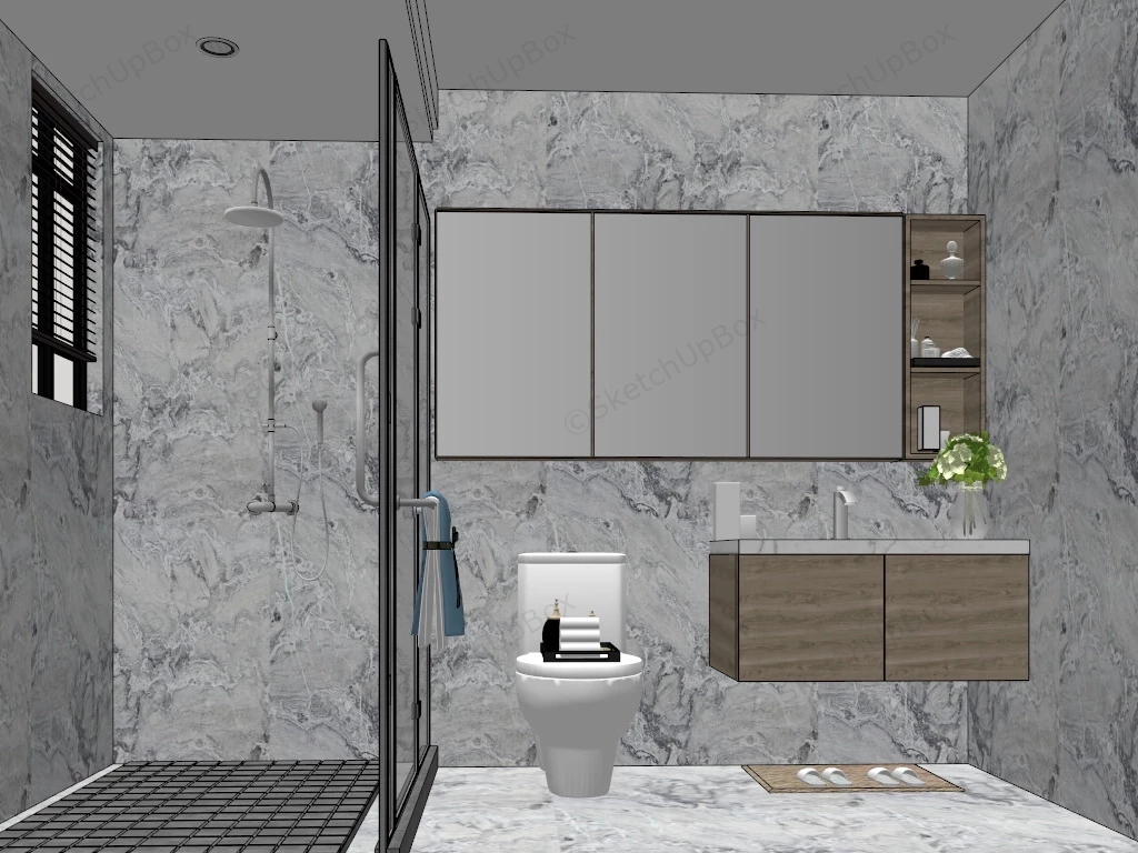 White Marble Bathroom Design sketchup model preview - SketchupBox