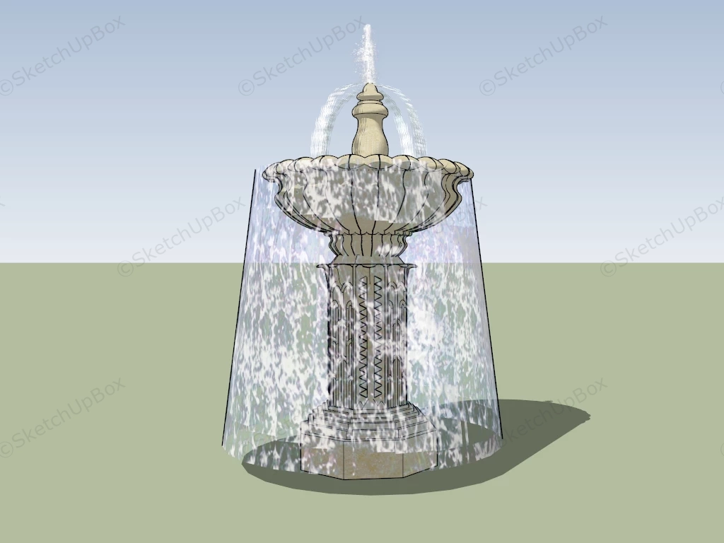 Tall Pedestal Fountain sketchup model preview - SketchupBox