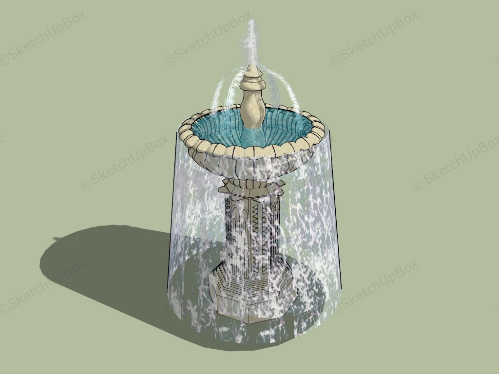 Tall Pedestal Fountain sketchup model preview - SketchupBox