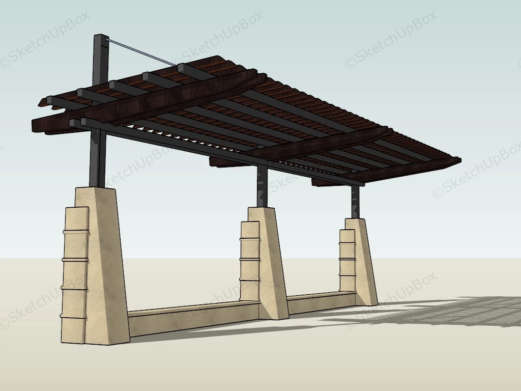 Cantilever Pergola Design Idea sketchup model preview - SketchupBox