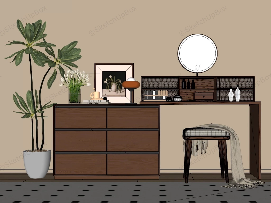 Makeup Vanity Dresser Combo sketchup model preview - SketchupBox