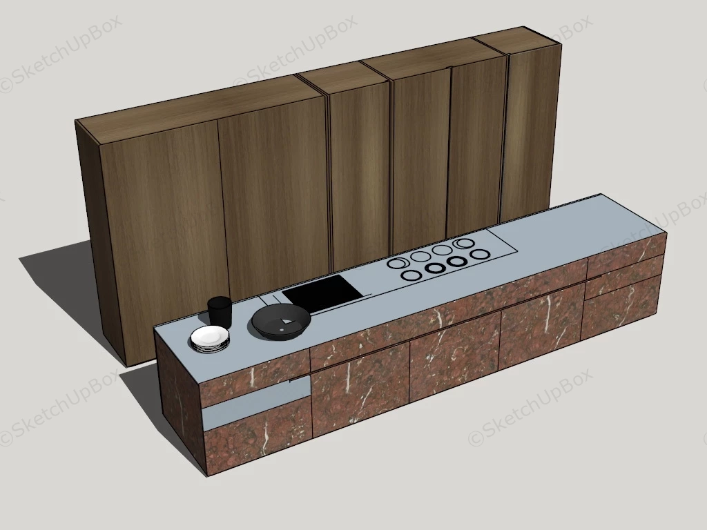 Red Granite Kitchen Island sketchup model preview - SketchupBox