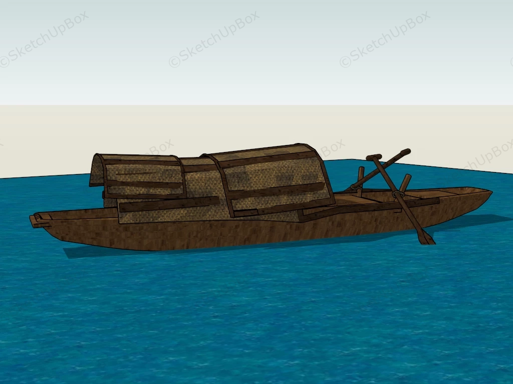 Vintage Wooden Row Boat sketchup model preview - SketchupBox