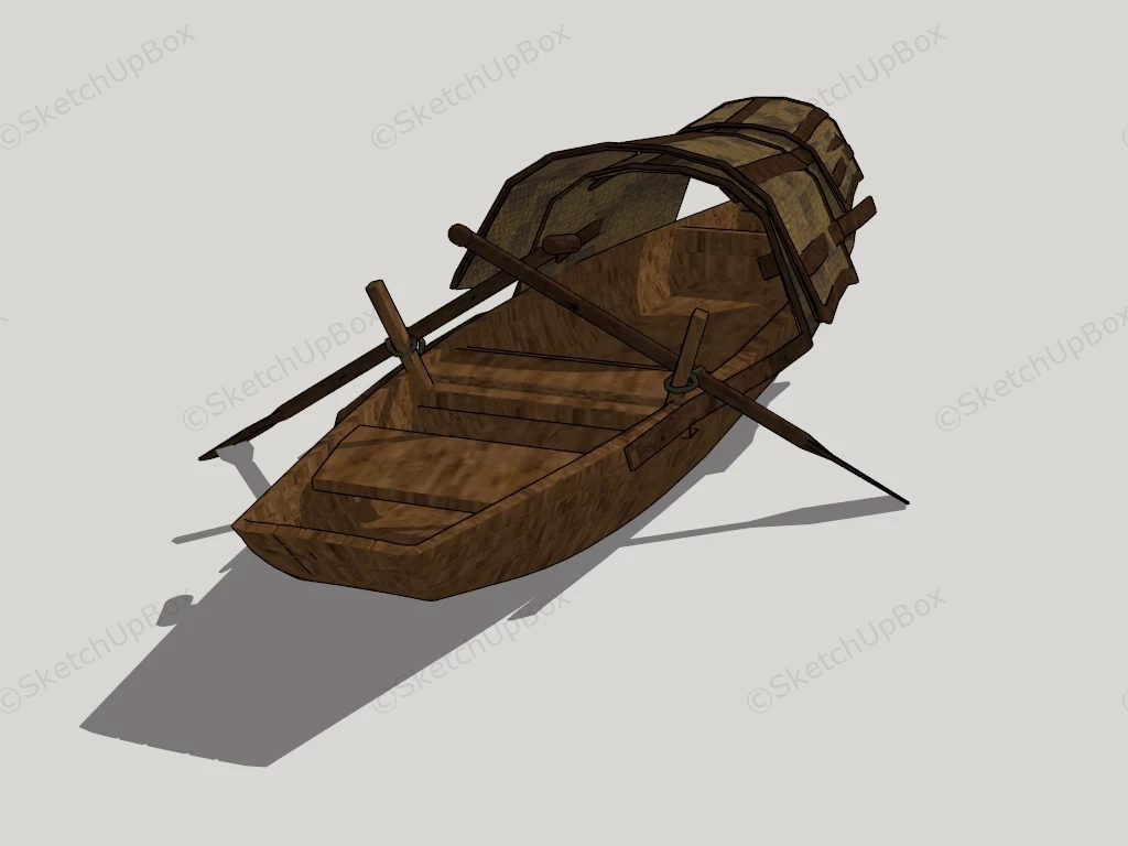 Vintage Wooden Row Boat sketchup model preview - SketchupBox