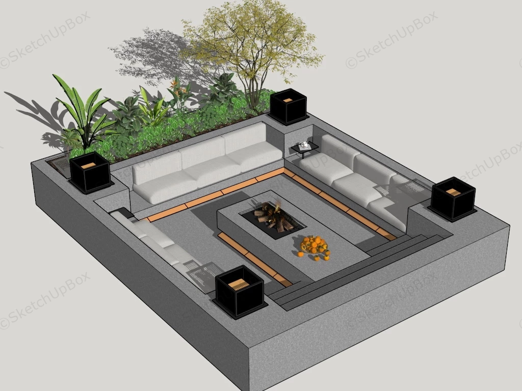 Sunken Patio Design Idea sketchup model preview - SketchupBox