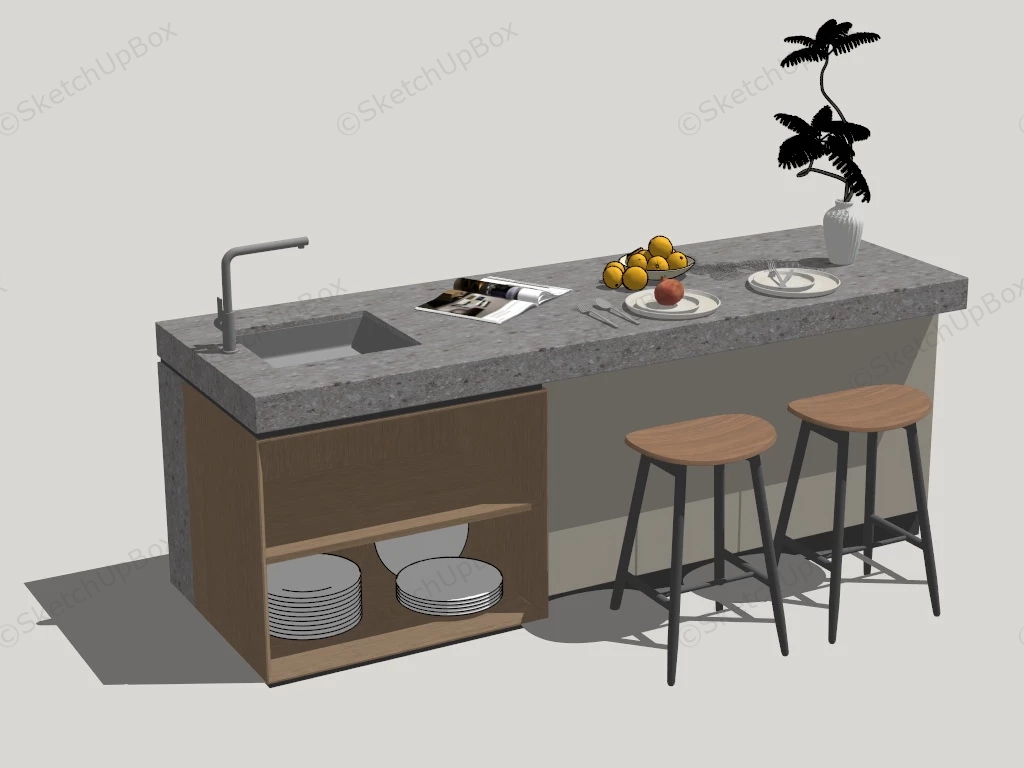 Kitchen Island With Storage sketchup model preview - SketchupBox