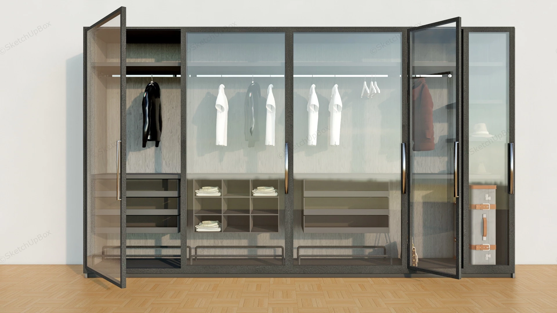 Glass Door Wardrobe Design sketchup model preview - SketchupBox