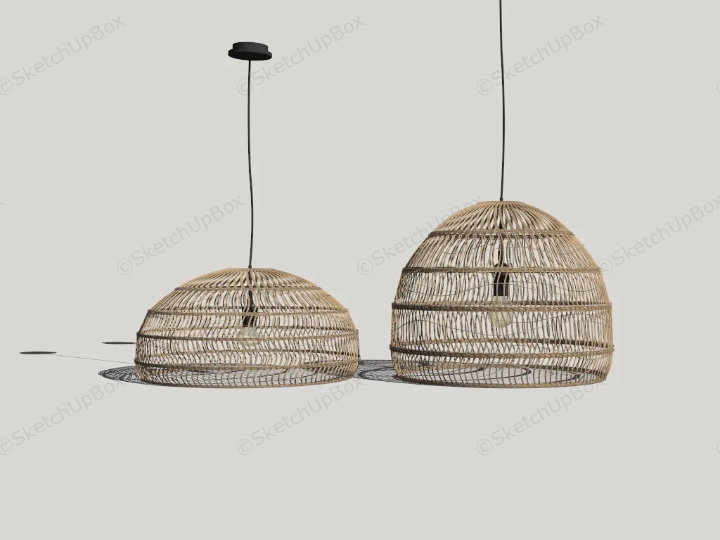 Rattan Dome Pendant Lights sketchup model preview - SketchupBox