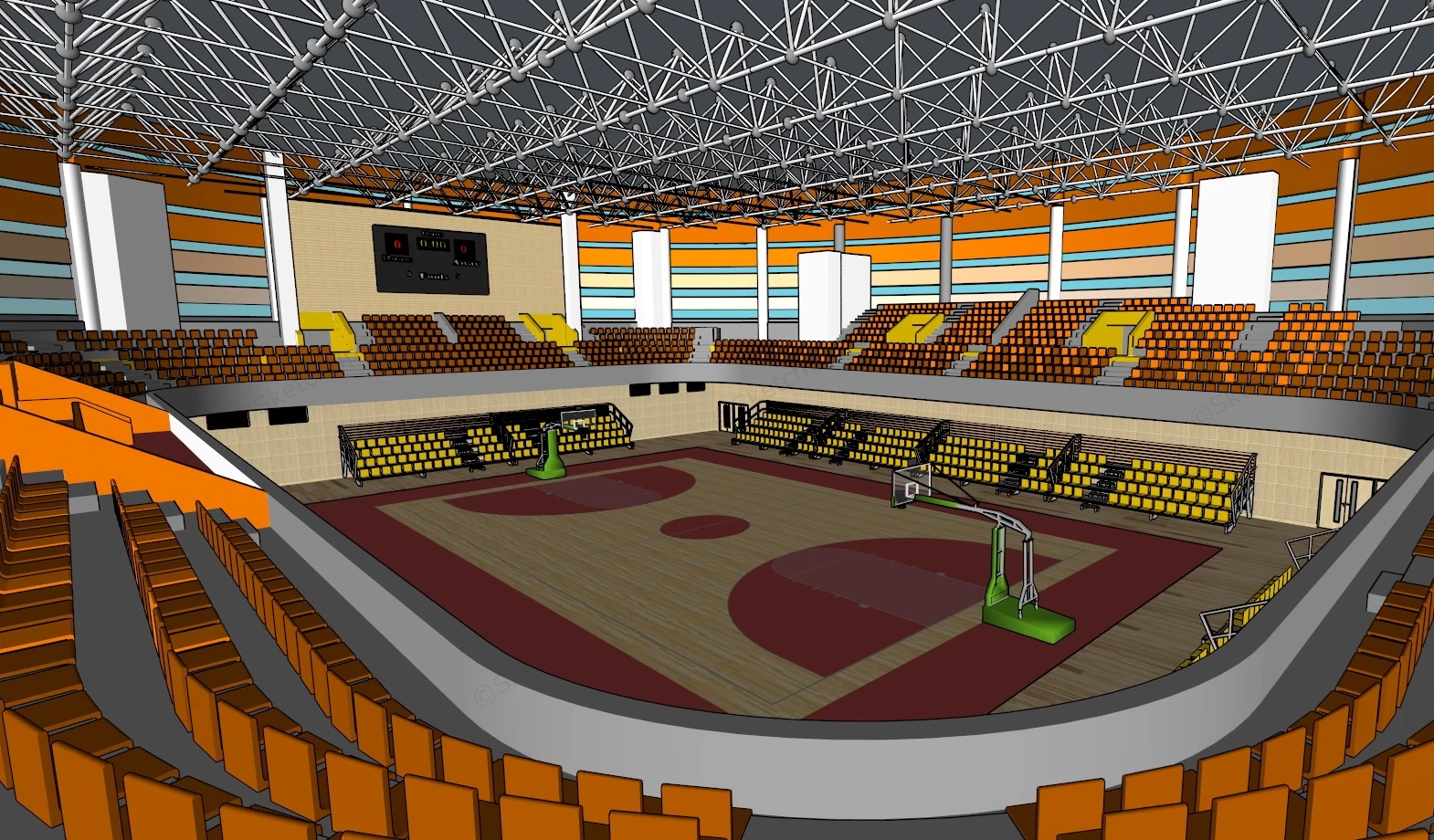 Basketball Arena Design sketchup model preview - SketchupBox