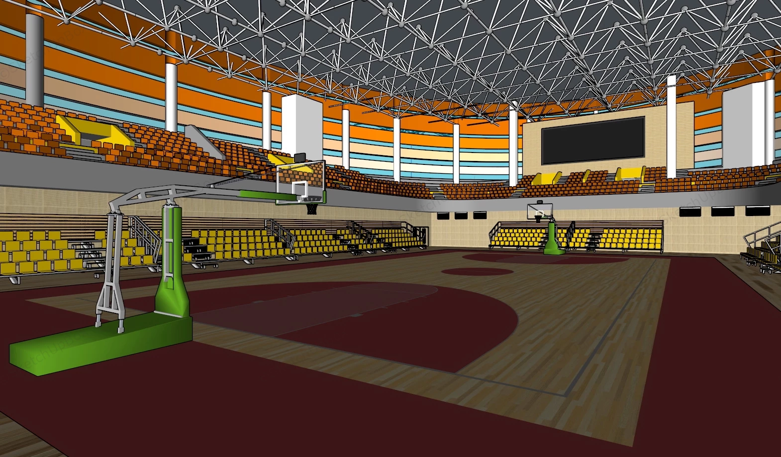 Basketball Arena Design sketchup model preview - SketchupBox