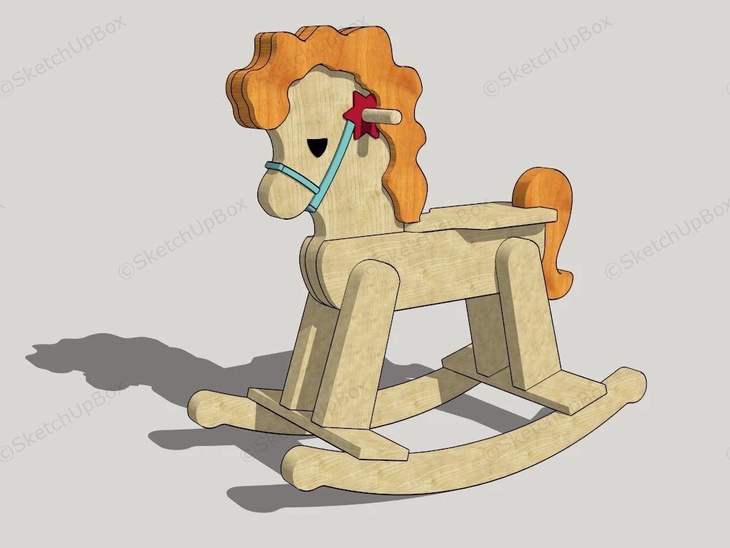 Handcrafted Wooden Rocking Horse sketchup model preview - SketchupBox