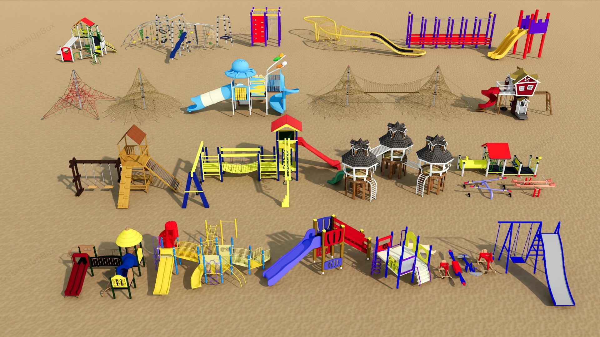 Playground Equipment Collection sketchup model preview - SketchupBox