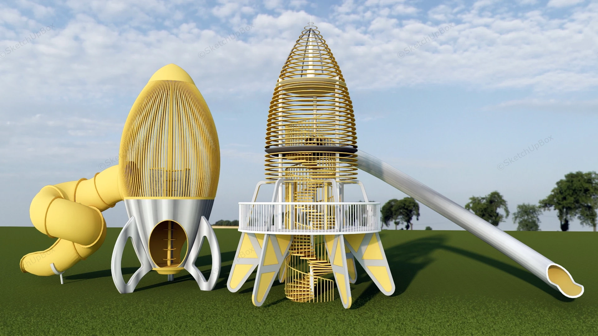 Rocket Ship Playground sketchup model preview - SketchupBox