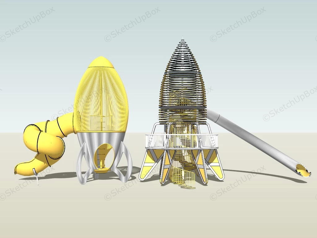 Rocket Ship Playground sketchup model preview - SketchupBox