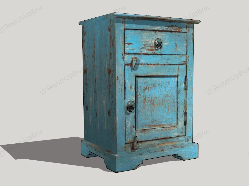 Vintage Blue Nightstand sketchup model preview - SketchupBox