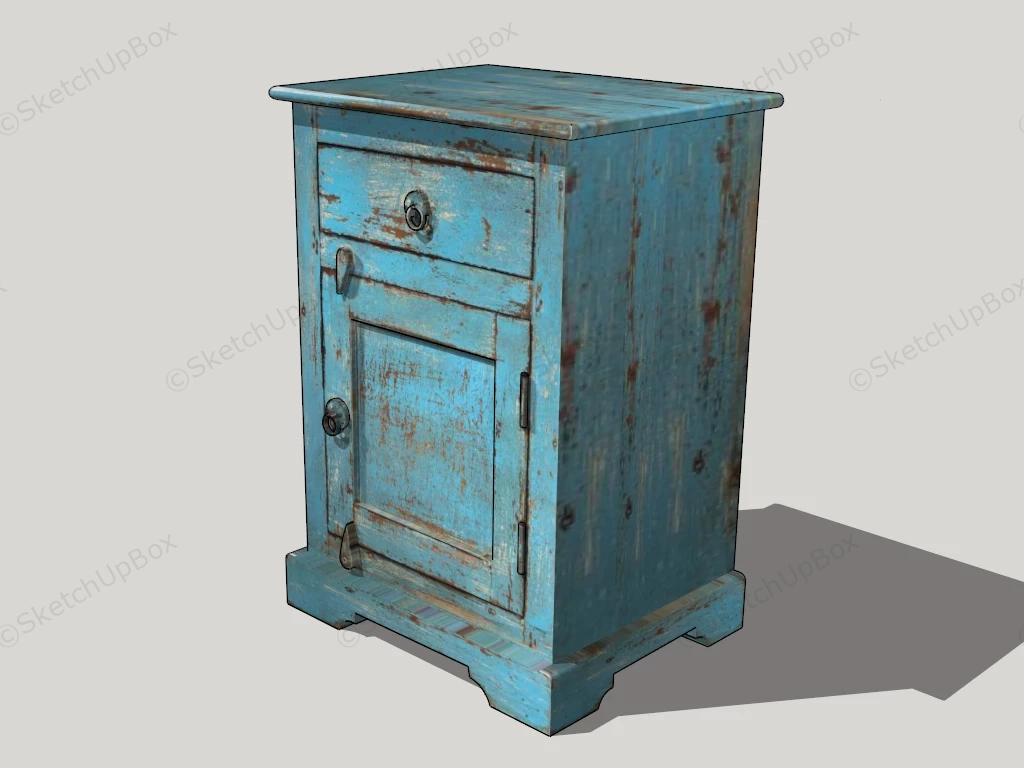 Vintage Blue Nightstand sketchup model preview - SketchupBox