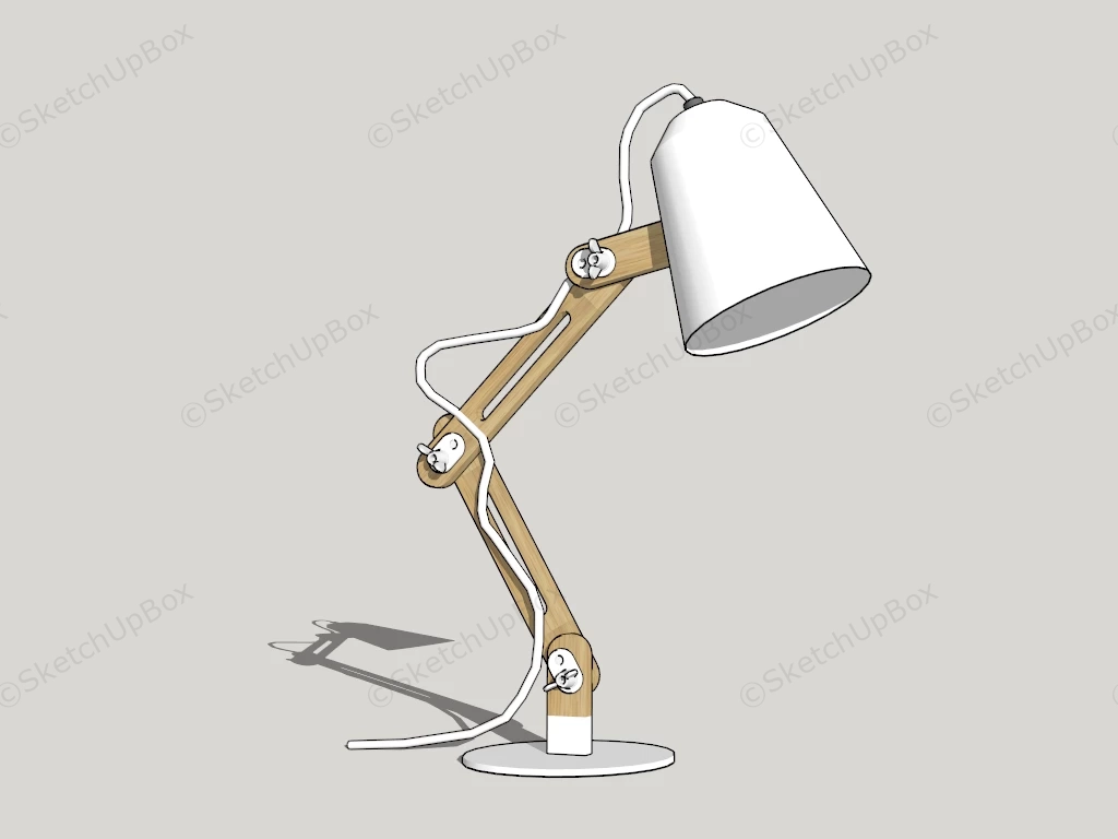 Wood Adjustable Desk Lamp sketchup model preview - SketchupBox