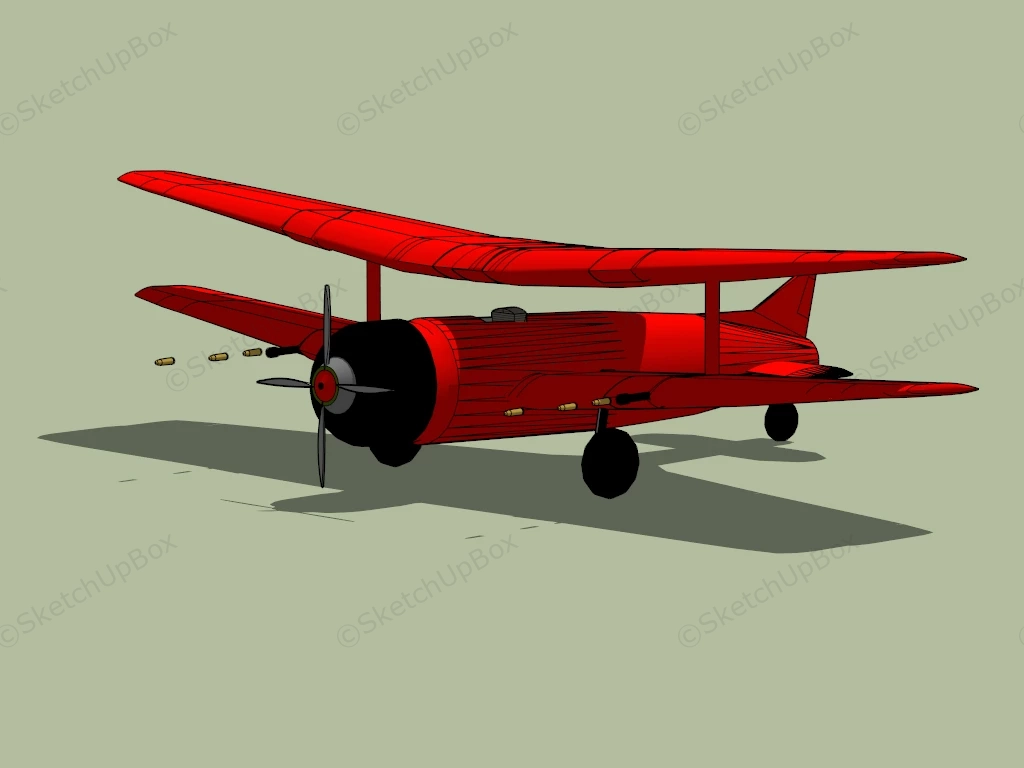 Biplane Fighter Jet sketchup model preview - SketchupBox