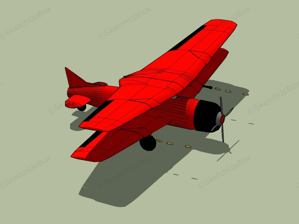 Biplane Fighter Jet sketchup model preview - SketchupBox