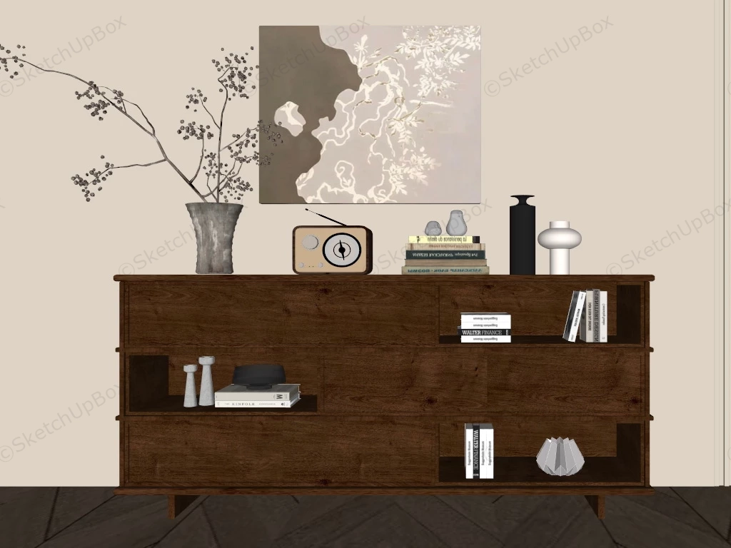 Living Room Sideboard Bookcase Combo sketchup model preview - SketchupBox