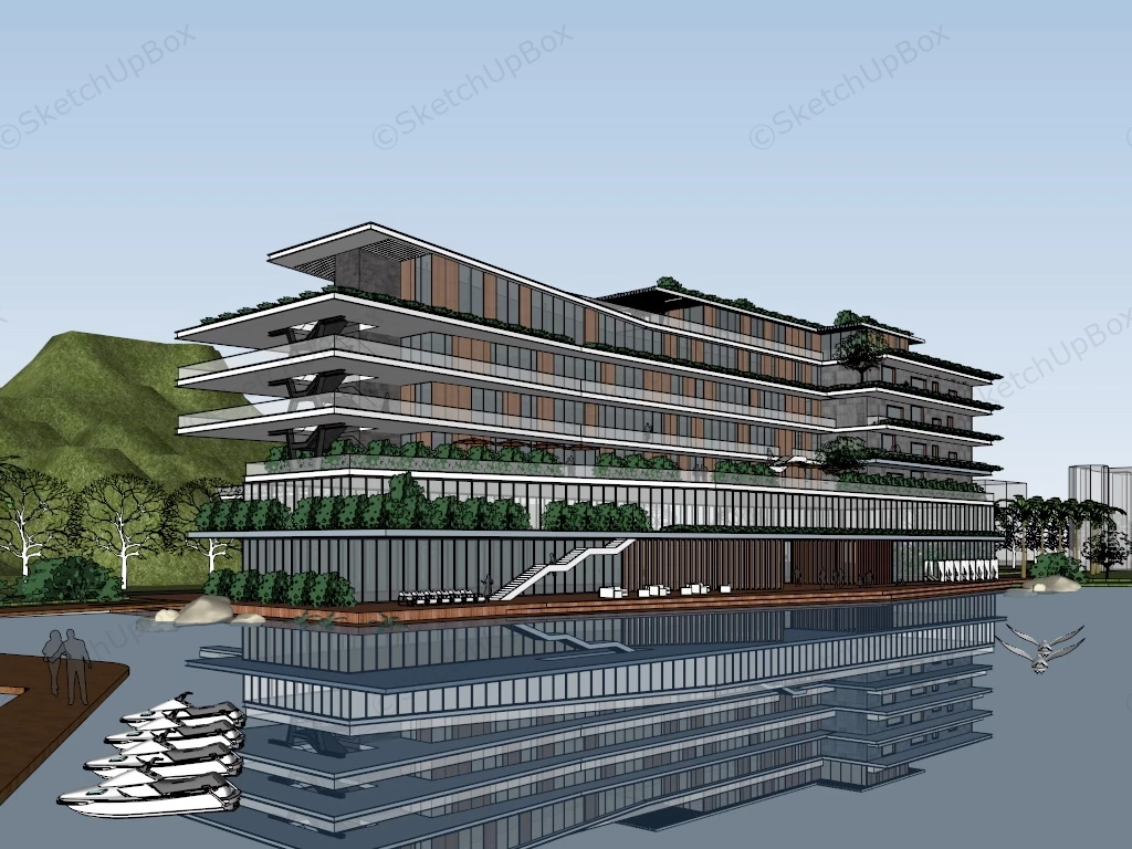 Lake Side Resort Concept Design sketchup model preview - SketchupBox