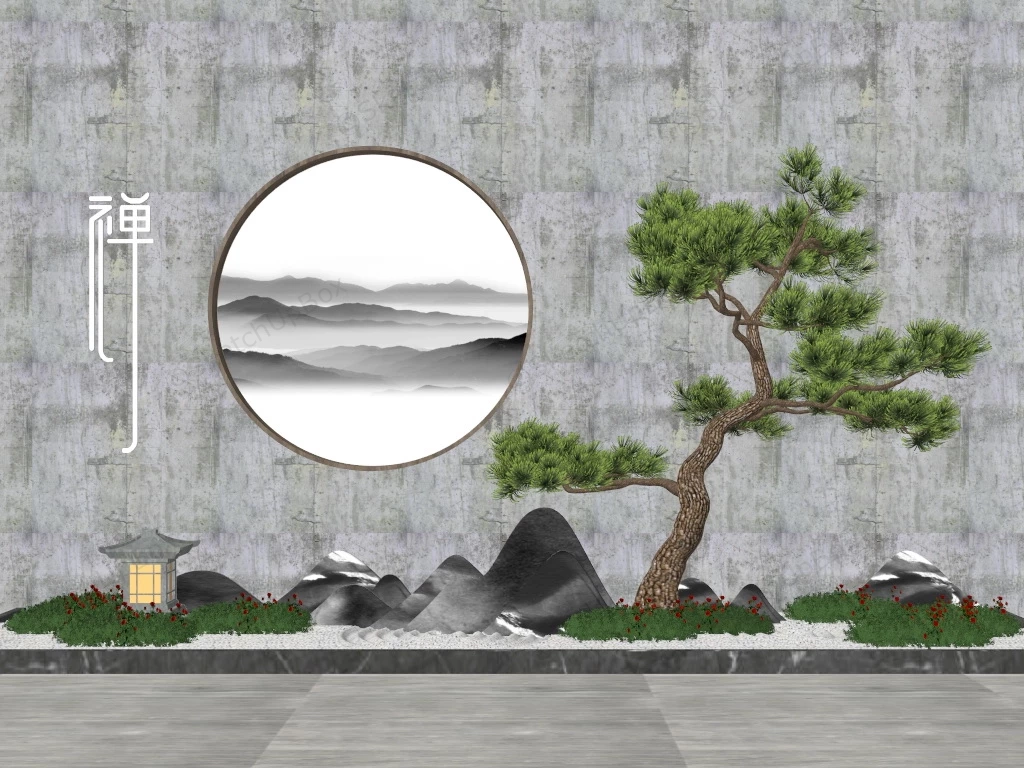 Zen Garden Wall Ideas sketchup model preview - SketchupBox