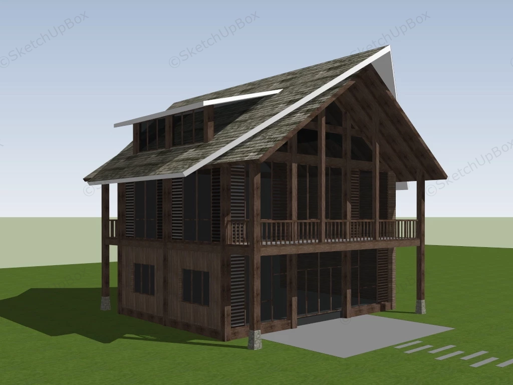 Rustic Wood Cabin sketchup model preview - SketchupBox