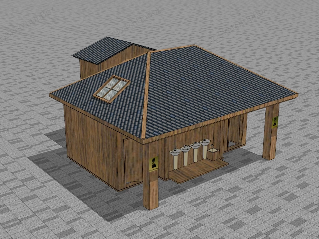 Public Restroom Exterior sketchup model preview - SketchupBox