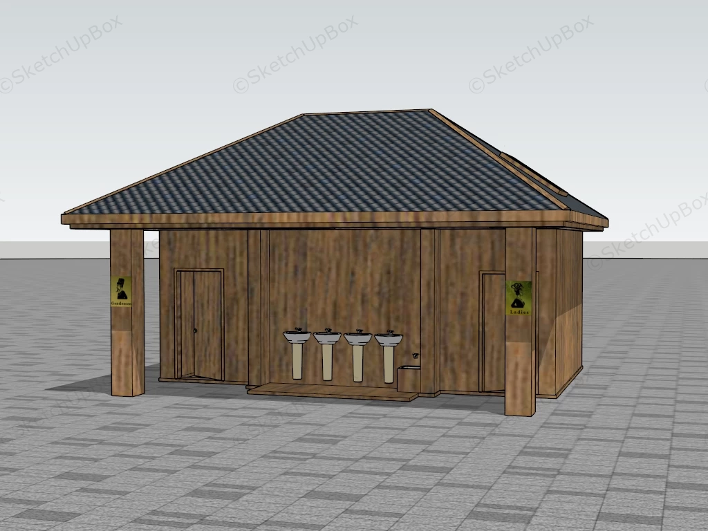 Public Restroom Exterior sketchup model preview - SketchupBox