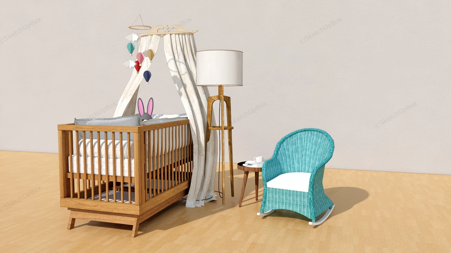 Baby Crib And Furniture sketchup model preview - SketchupBox