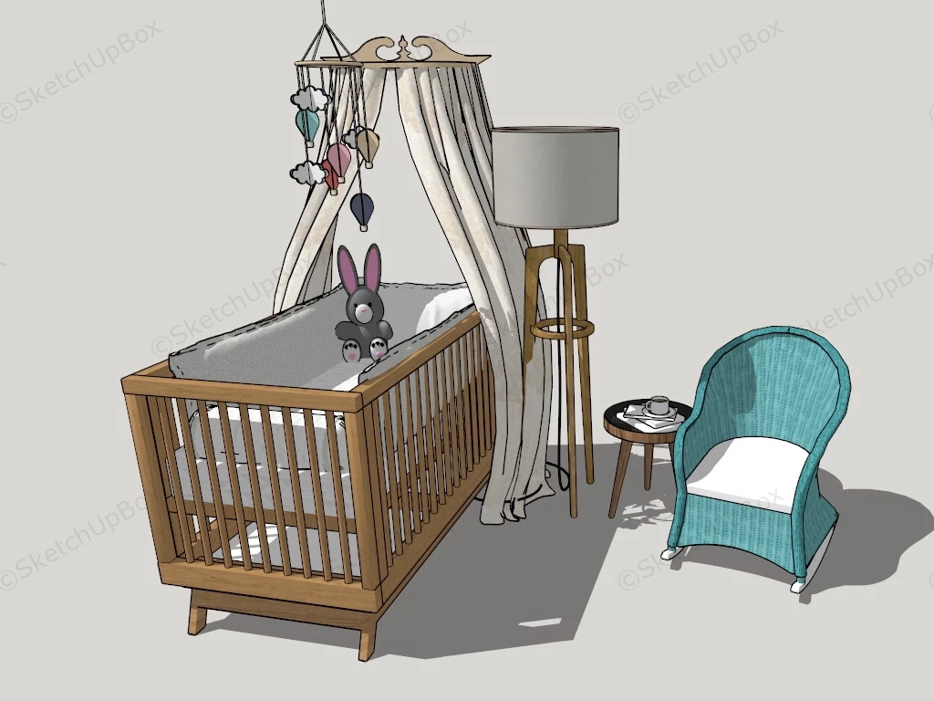 Baby Crib And Furniture sketchup model preview - SketchupBox