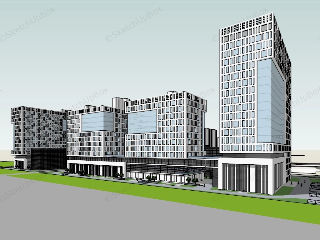 Modern Business Center sketchup model preview - SketchupBox