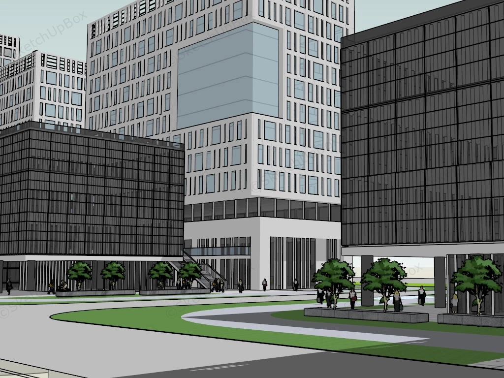 Modern Business Center sketchup model preview - SketchupBox