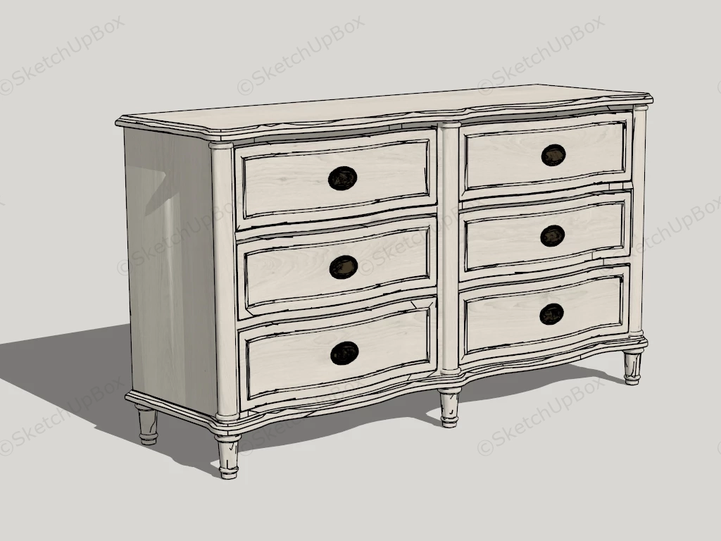 Classic 6 Drawers Dresser sketchup model preview - SketchupBox