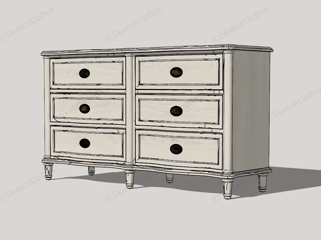 Classic 6 Drawers Dresser sketchup model preview - SketchupBox