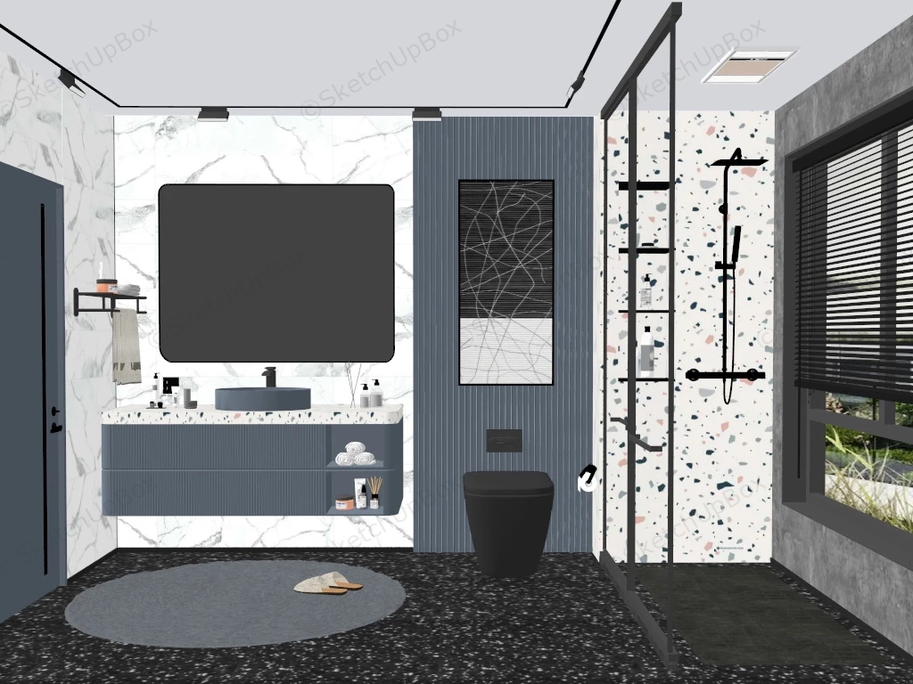 Blue And White Bathroom Idea sketchup model preview - SketchupBox