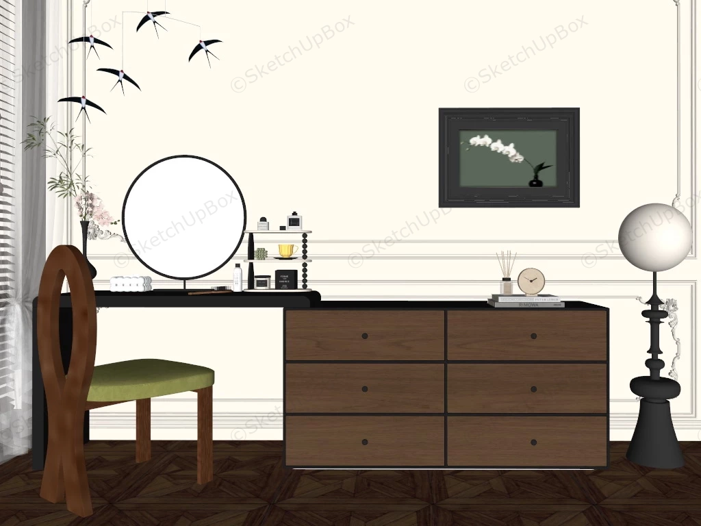 Vanity Desk And Dresser Combo sketchup model preview - SketchupBox