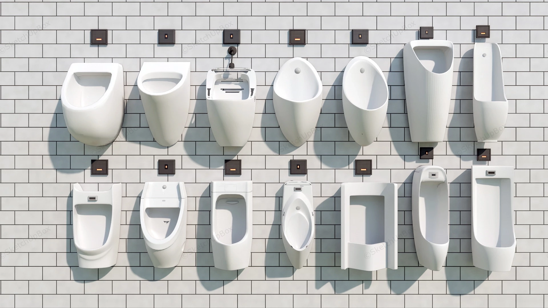 Commercial Urinals sketchup model preview - SketchupBox