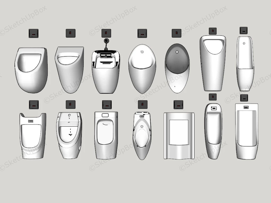 Commercial Urinals sketchup model preview - SketchupBox