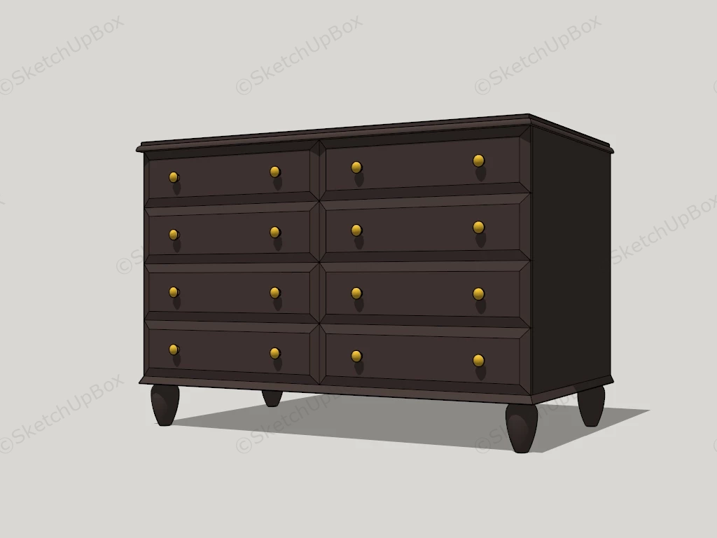 8 Drawer Chest Dresser sketchup model preview - SketchupBox