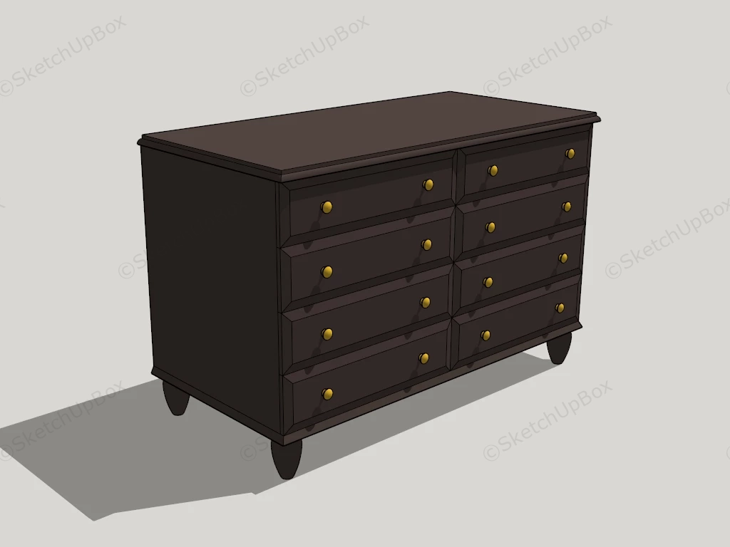 8 Drawer Chest Dresser sketchup model preview - SketchupBox