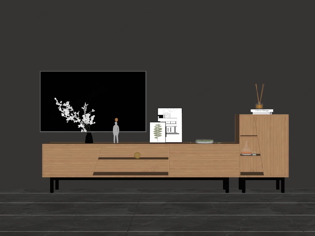 Tv Stand With Storage Cabinet sketchup model preview - SketchupBox