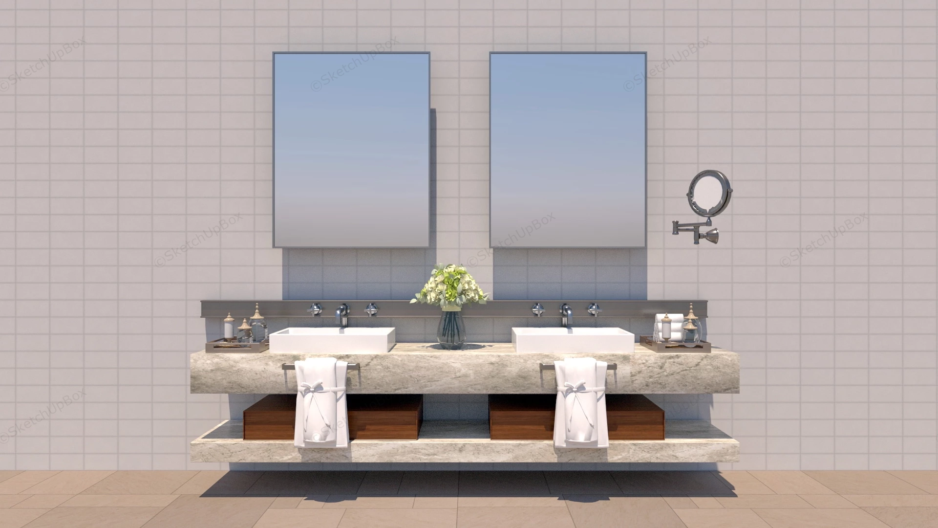 Hotel Bathroom Vanity Idea sketchup model preview - SketchupBox