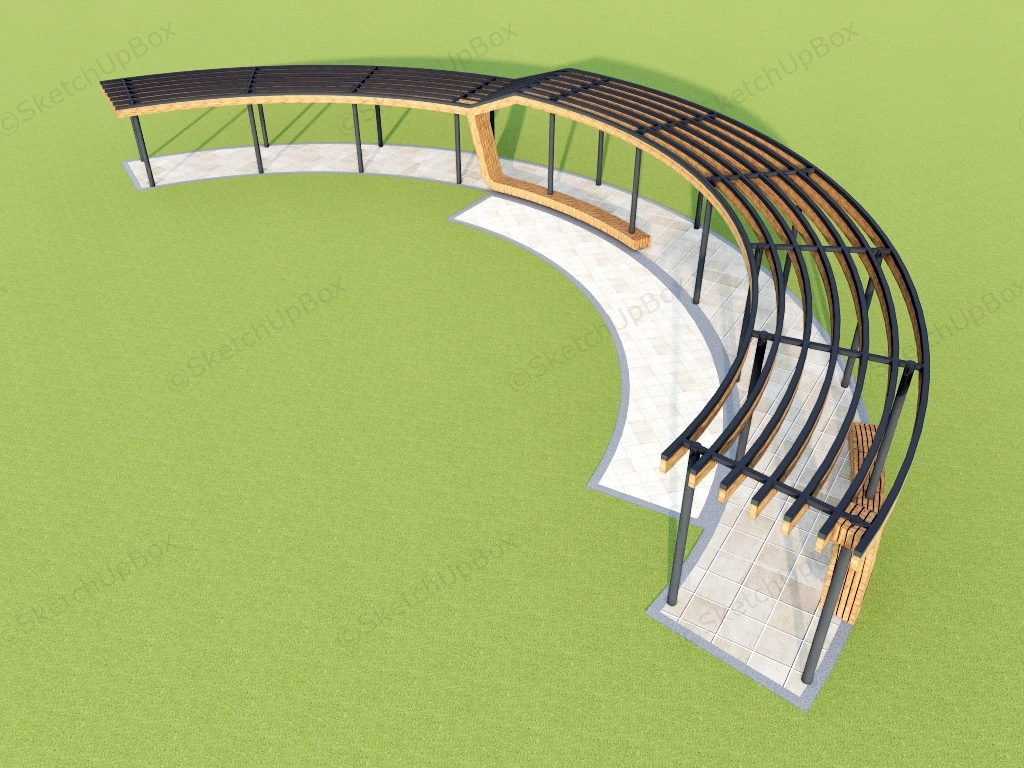 Curved Walkway Pergola sketchup model preview - SketchupBox