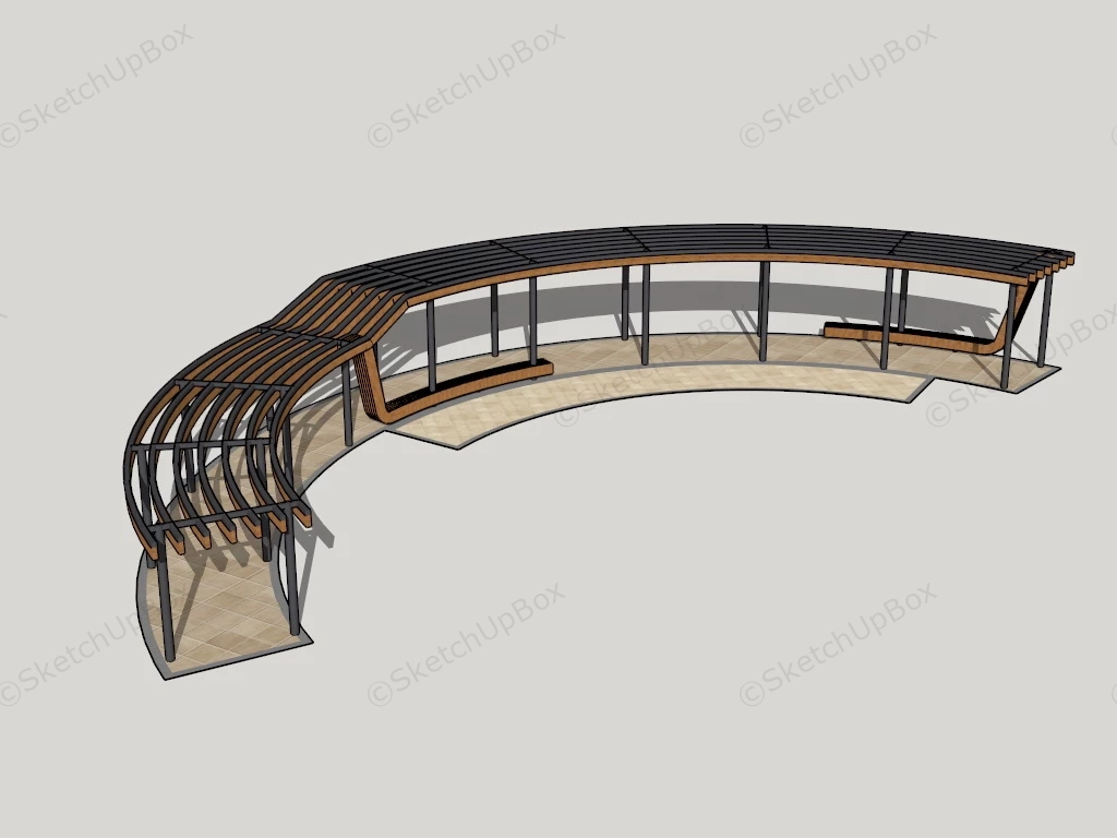 Curved Walkway Pergola sketchup model preview - SketchupBox