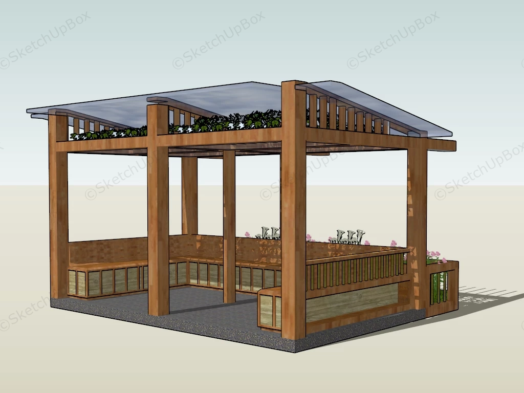 Shed Roof Pergola Design sketchup model preview - SketchupBox